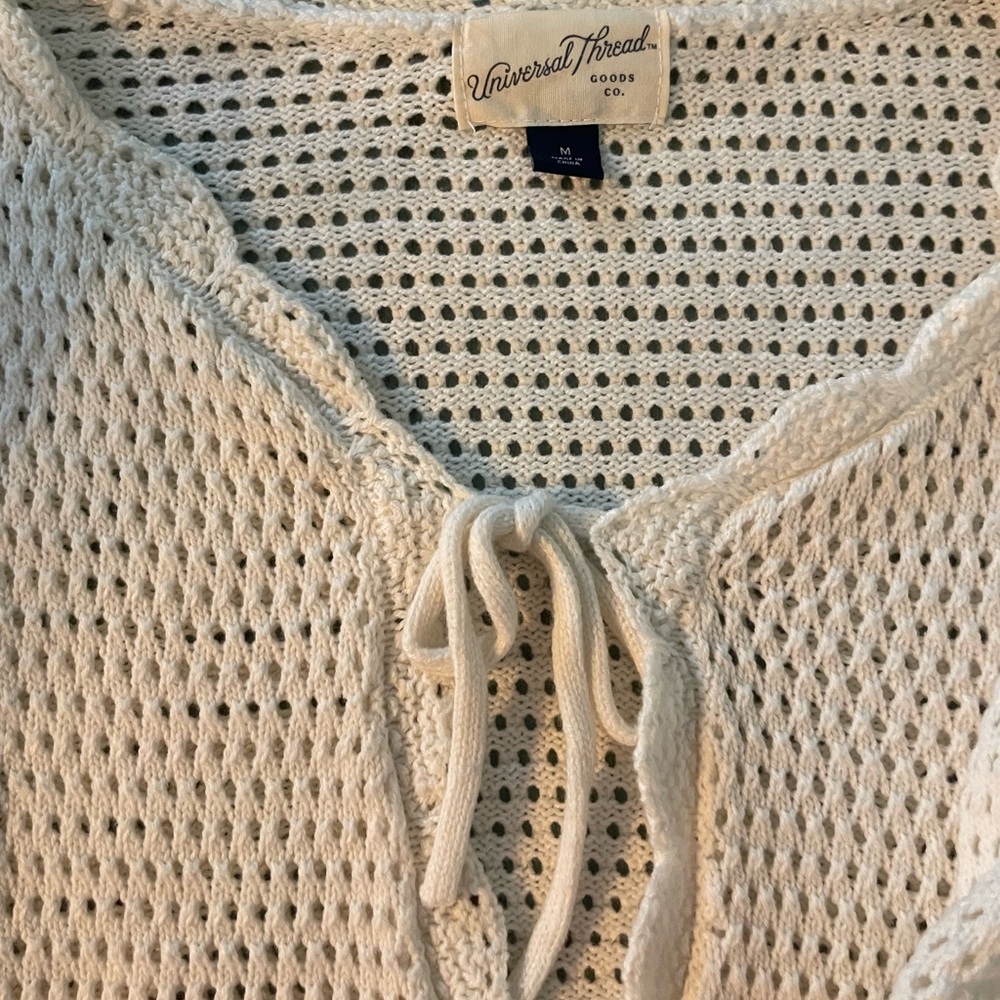 Universal Thread Cream Open-Knit V-Neck Sweater